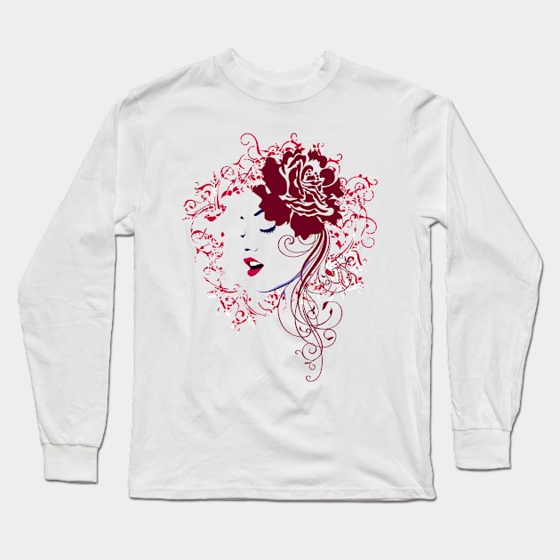 Red Rose Long Sleeve T-Shirt by 3ddream